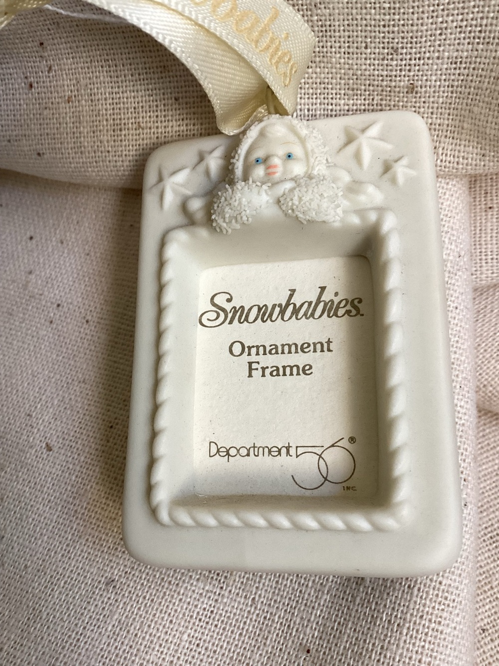 Department 56 Snowbabies White Ornament Photo Frame VTG
